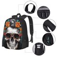 thumbnail image 2 of Disketp Flower Horn Skull A Mochila Minimalista de Gran Capacidad, Mochila de Viaje para Escuela, Trabajo o Uso Diario, 2 of 6