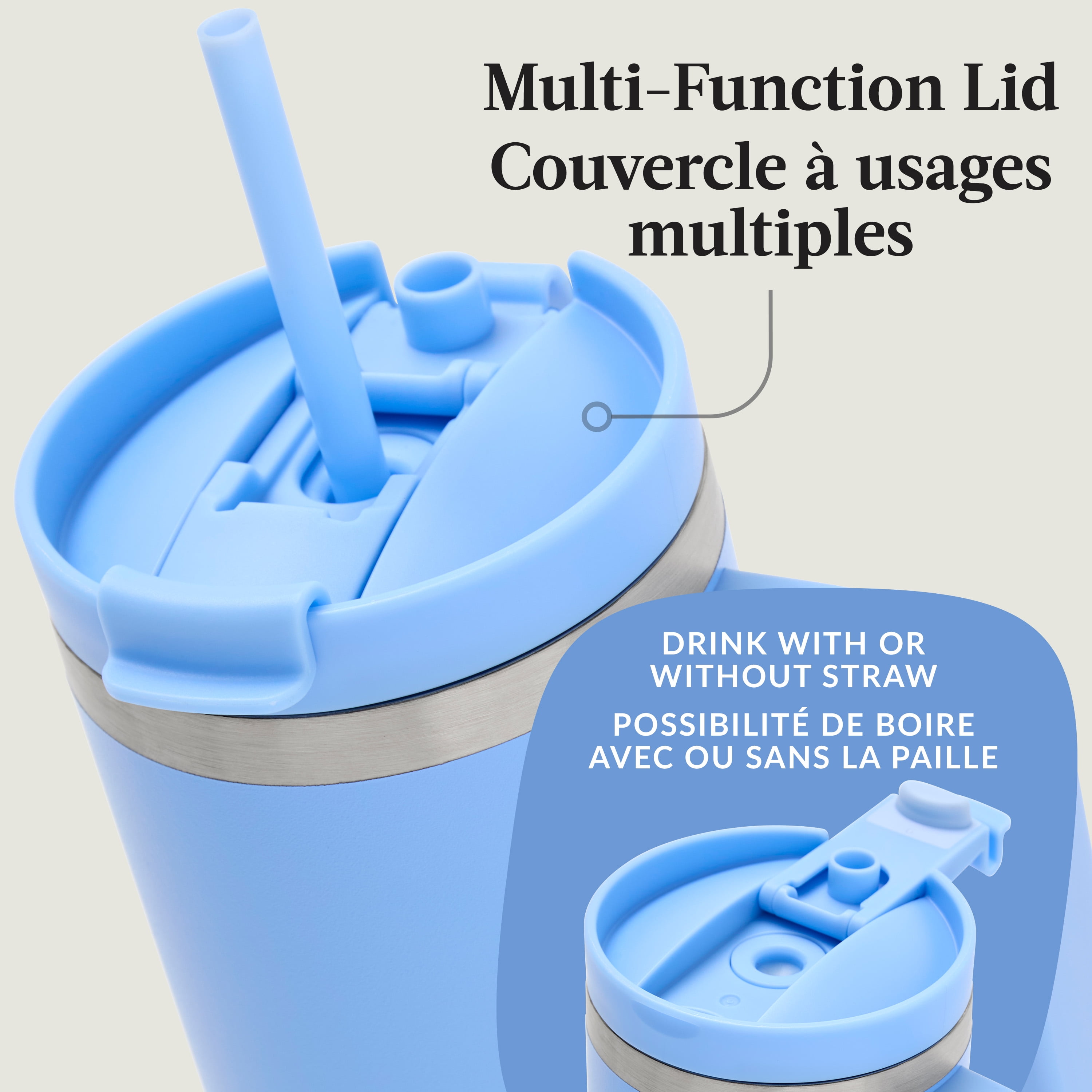 Contigo Streeterville Leak-Proof Tumbler, 30 oz (887 ml), Stainless Steel Water Bottle with Straw, Daydream Blue