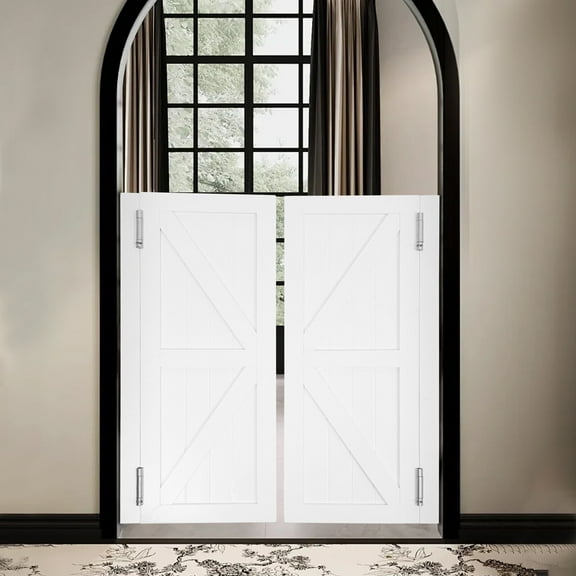 White Wood Swinging Door Wall-mounted Double Half Cafe Doors Saloon Bar W/ Hinge