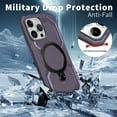 thumbnail image 6 of Compatible WIth iPhone 16 Pro Max Phone Case,With Contractile Ring Kickstand,Support MagSafe,Military Grade Shockproof Anti-fall Anti-Scratch Rugged Heavy Duty Phone Case Cover,Purple, 6 of 6