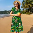 thumbnail image 4 of Disketp Cat St Patrick's day para Vestido de Manga Corta para Mujeres, Vestidos de Verano para Mujeres, Casual y Holgado para la Playa, 4 of 6