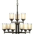 thumbnail image 4 of Progress Lighting Alexa 9-Light 2-Tier Chandelier, Ceramic, Antique Bronze, Textured White Linen Glass, 4 of 4