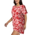 thumbnail image 2 of Wukai Red Hibiscus Flower Women's Pajama Set,Short-Sleeve Top and Shorts with Elastic Waistband and Pockets for Loungewear, Yoga, and Casual Wear-Large, 2 of 8
