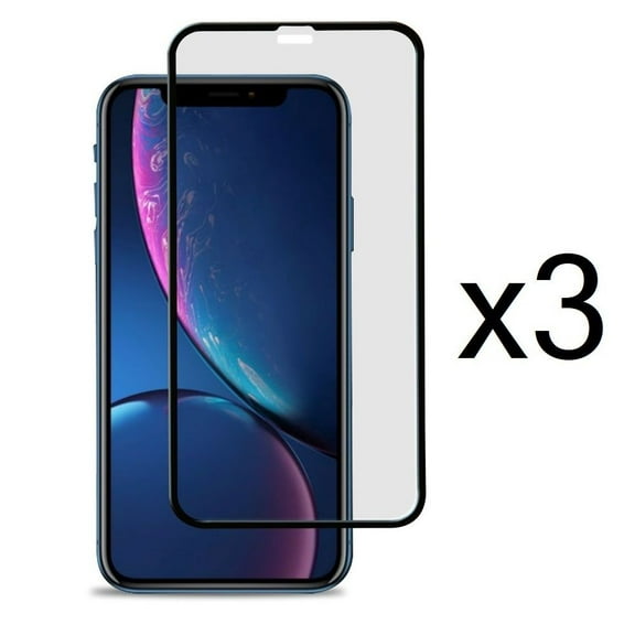 Bemz (3-Pack) Tempered Glass Screen Protectors with Full Edge Coverage and Atom Cloth for Apple iPhone 11 - Black Frame