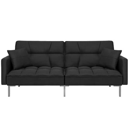 Best Choice Products Tufted Split Back Sofa Bed with Pillows,