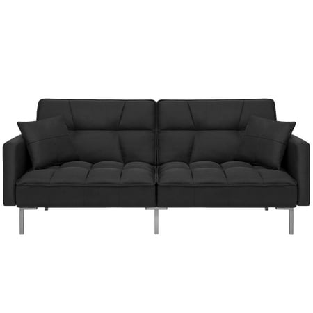 Best Choice Products Convertible Futon Linen Tufted Split Back Couch Best Choice Products Convertible Futon Linen Tufted Split Back Couch W Pillows Black
