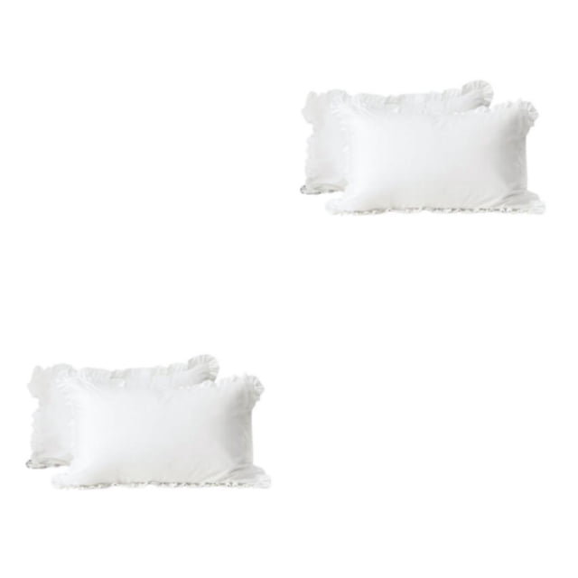 Transemion Throw Pillow Covers With Ruffle Border For Chic Touch White Softness And Comfort 2Set
