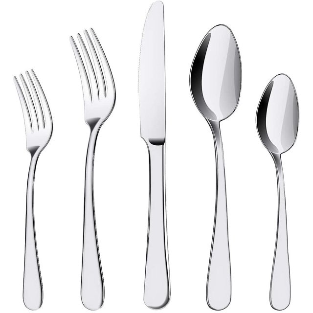 9.69 x 3.86 x 1.61 inchesSilver Juego de Cubiertos, Juego de Cubiertos de Acero Inoxidable de 20 Piezas, Incluye Cuchillo, Tenedor, Cuchara, Pulido como Espejo, Apto para lavavaji