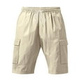 thumbnail image 5 of DDAPJ pyju Linen Cargo Shorts for Men Drawstring Summer Beach Shorts Lightweight Comfy Lounge Sweat Shorts with Multi Pockets Khaki M, 5 of 9