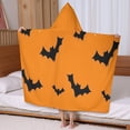 thumbnail image 5 of Orange Halloween Bats Hooded Bath Towel，60"x35" for Ages 3 To 12 Kids, Quick Dry Lightweight Soft Microfiber Hood Beach Towel Cover Up for Kids, 5 of 7