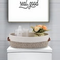 thumbnail image 2 of Cotton Rope Toilet Basket Bathroom Decor Baskets, Toilet Paper Holder Basket, Farmhouse Home Decor Organizing Small Baskets 13"x5.9"x3.9" ,Apricot Stitching White, 2 of 4