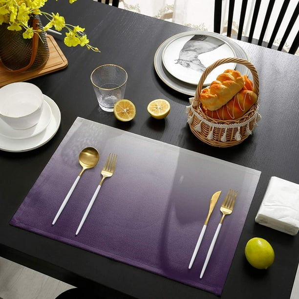 Placemats For Dining Table Set Of 6 Purple Gray Gradient Linen Table Mats For Kitchen Table Mat No Skid Insulation Placemat Washable Placemats Walmart Com Walmart Com