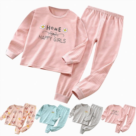 WUANDIXFA Kids Matching Outfits 1-11 Years Pajama Set for Toddlers Snug Fit Pjs Sleeper for Baby Boys Girls Kids,Pink,10-11 Years