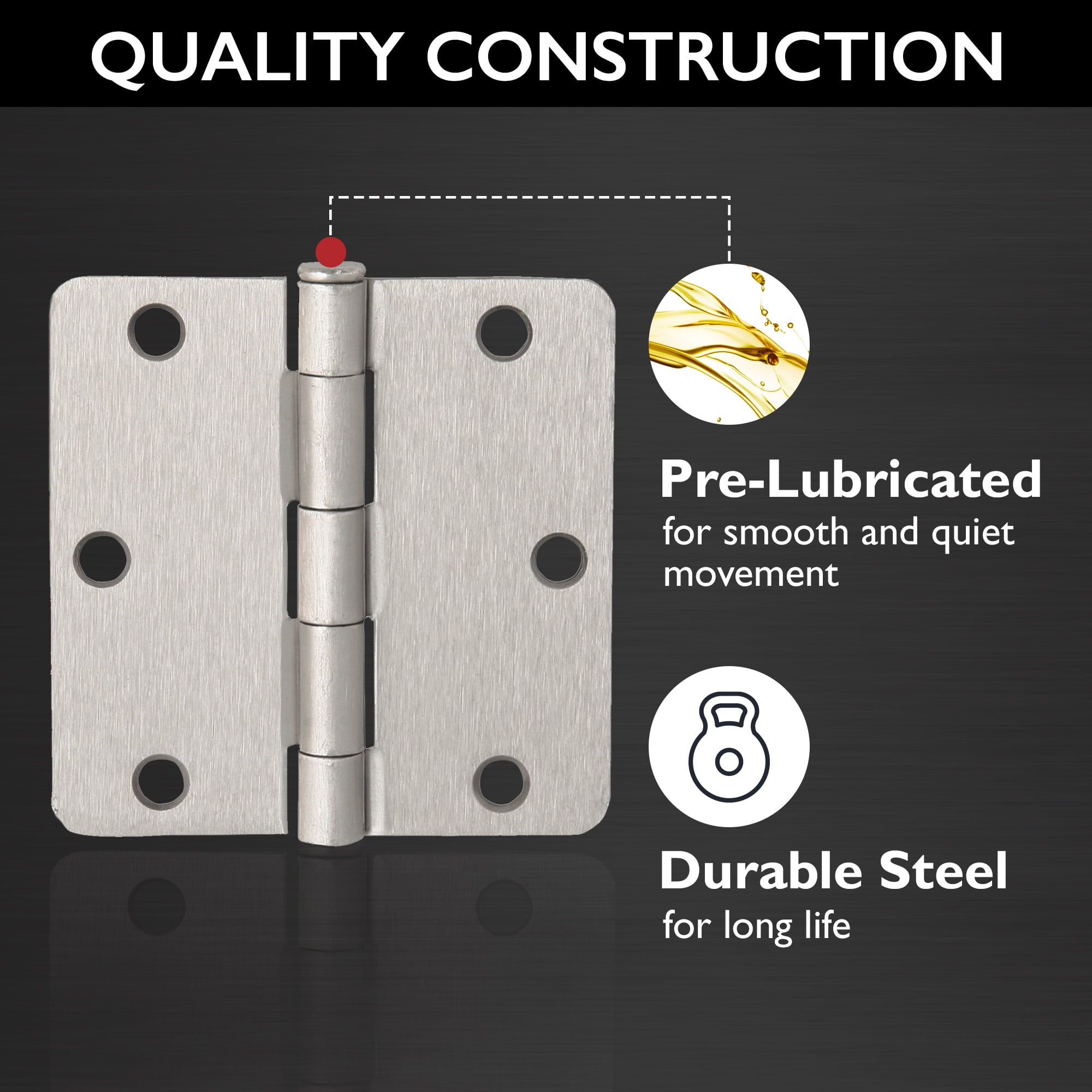 Design House Steel Rounded Standard Fit Interior Door Hinges (6-Pack)