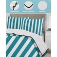 thumbnail image 4 of Quilts Twin Size Bedding Set, Teal Striped Lightweight Quilted Comforter, Simple Art Vertical Stripe Farmhouse Soft Reversible Bedspread Coverlet with Pillow Covers for All Season, 68" x 86", 4 of 7