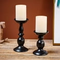 thumbnail image 3 of Candelabros de pilar de hierro de 2 piezas negros para pilar de 80 mm Velas o velas LED sin llama, Halloween, 3 of 5
