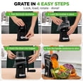 thumbnail image 2 of NutriChef 5-in-1 Cheese Grater & Shredder – Kitchen Grater with 5 Interchangeable Blades for Thin, Thick, Julienne, Wavy & Straight Cuts, Hand Crank, Suction Base & Storage Container (Black), 2 of 5