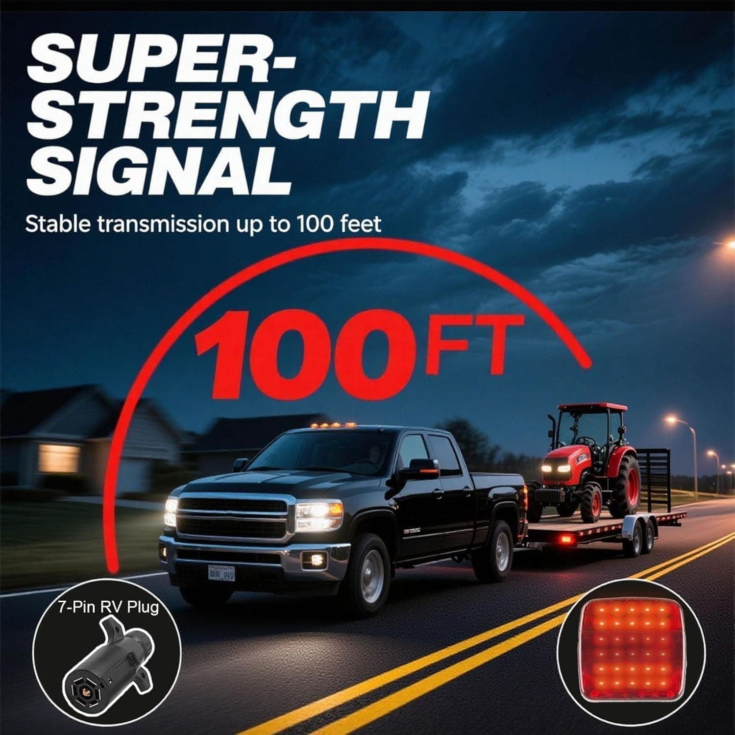 Wireless Trailer Lights Magnetic, upgrade Rechargeable Wireless Trailer Tow Lights LED Kit, IP65 Waterproof, 10-Hour Battery Life, 100 FT Signal Synchronization for Towing Truck Camper RV Boat