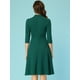 thumbnail image 3 of Vestido de tubo Allegra K para Mujer manga 3/4 Cuello Alto elegante línea A de negocios Verde oscuro XL, 3 of 6