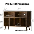 thumbnail image 2 of SAZYY Record Player Stand, Turntables Stand with Charging Station and Vinyl Record Storage Holds up to 350 Albums, Record Stand Table for Living Room, Office, Rustic Brown, 2 of 10