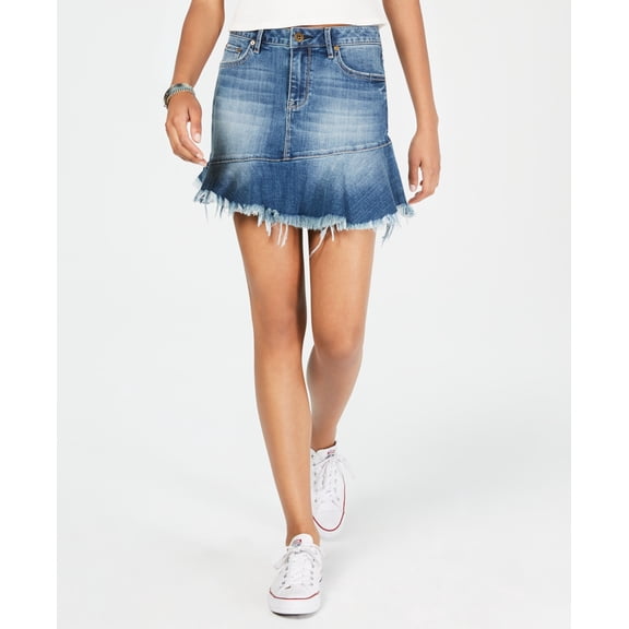 American Rag Juniors Ruffled Denim Mini Skirt Seadrift 3