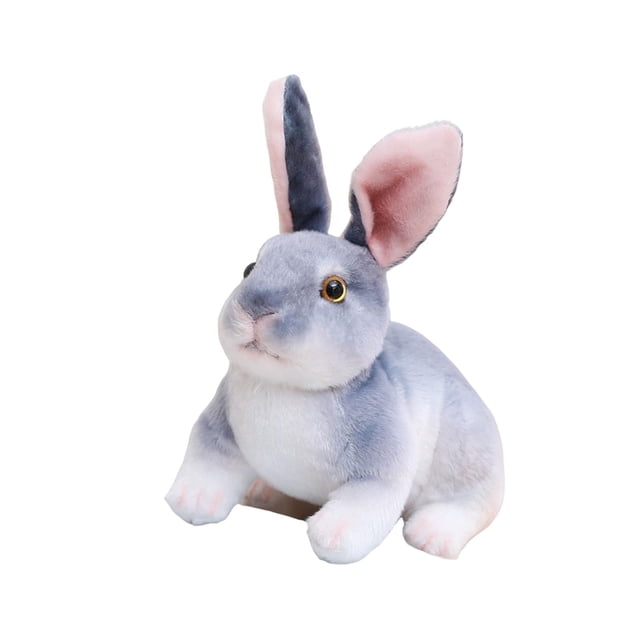 HILABEE Realistic Bunny Stuffed Toy Gift Sofa Pillow Adorable Rabbir Stuffed Doll Grey B