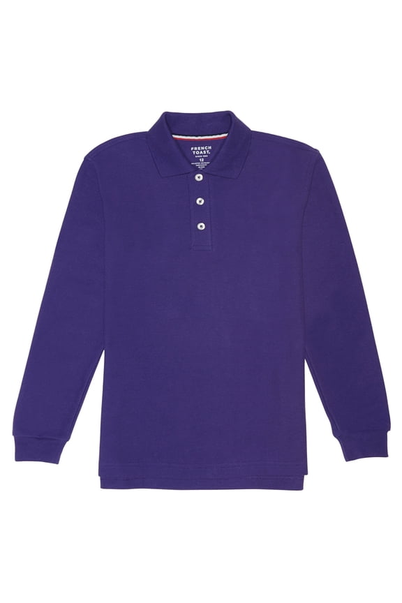 Boys School Uniform Long Sleeve Pique Polo Shirt, Sizes 4-20