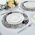 thumbnail image 6 of Coolnut Grey Cat Round Placemats Waterproof Non-Slip Washable Place Mats Polyester Table Mats Set of 1 Heat Resistant for Home Kitchen Holiday Party Home Decor Gifts, 6 of 7