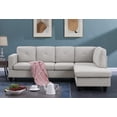 thumbnail image 3 of Santiago Light Gray Linen Fabric Sectional Sofa with Right Facing Chaise, 3 of 5