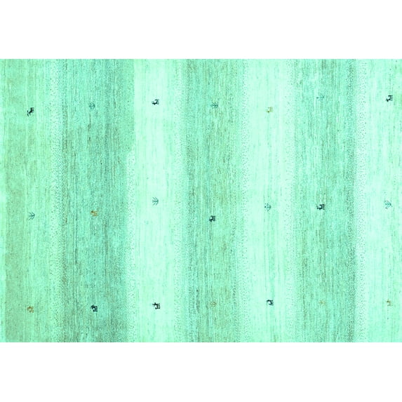 Ahgly Company Machine Washable Indoor Rectangle Solid Turquoise Blue Modern Area Rugs, 2' x 4'