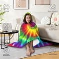 thumbnail image 4 of Wearable Blanket,Colorful Rainbow Tie Dye Spiral Pattern Hooded Wearable Flannel Blanket for Adults & Teens,Winter Poncho Shawl Wrap Cape Cozy Anti-Pill,50"x60", 4 of 5
