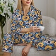 thumbnail image 6 of Bingfone Womens Pajama Sets Skull daisy yellow blue Print,Long Sleeve Loungewear Pajamas Set-Small, 6 of 8