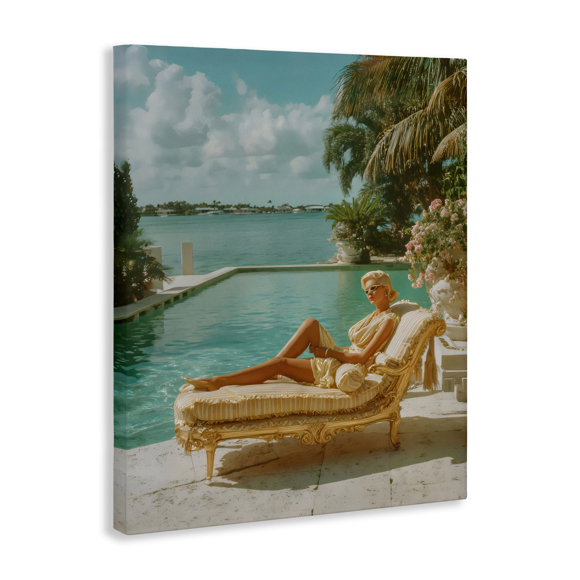Stupell Industries Vintage Poolside Woman Canvas Wall Art, design by Franklyn Gregory