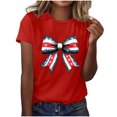 thumbnail image 4 of Camisas de Manga Corta para las Mujeres Moda Casual Impresión Cuello Redondo Suéter Tee Blusas, 4 of 7