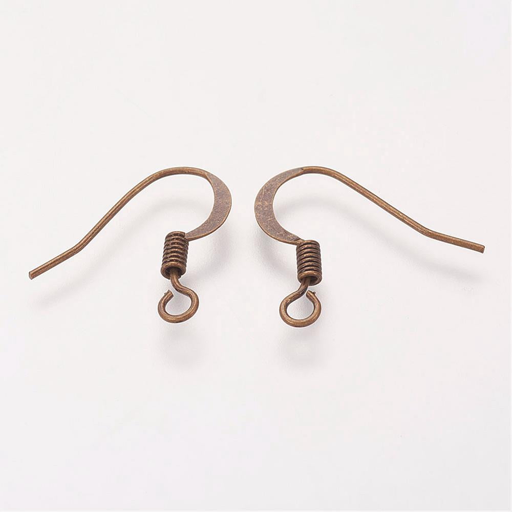 1000 pc Brass French Earring Hooks Flat Earring Hooks Ear Wire with Horizontal Loop Nickel Free Bronze 17mm Hole: 2mm 21 Gauge Pin: 0.7mm
