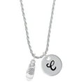 thumbnail image 1 of Delight Jewelry Silvertone 3-D White Running Shoe Silvertone Script Initial Disc - C - Charm Necklace, 20"+3", 1 of 4