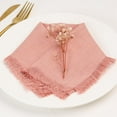 thumbnail image 4 of Holzlrgus Handmade Cloth Napkins, Linen Cloth Napkins with Fringe, 18 x 18 Inches Set of 4 Versatile Handmade Square Rustic Fringe Napkins for Dinner, Wedding and Parties, Coral Pink, 4 of 6