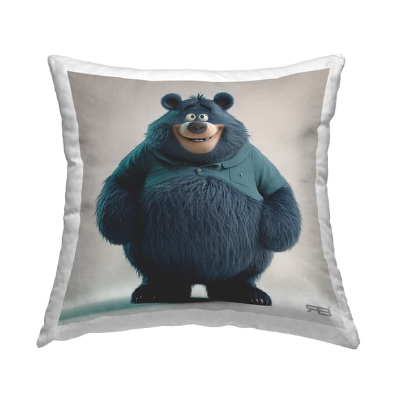 Stupell Industries Black Bear with Shirt Decorative Printed Throw Pillow Design by RB.