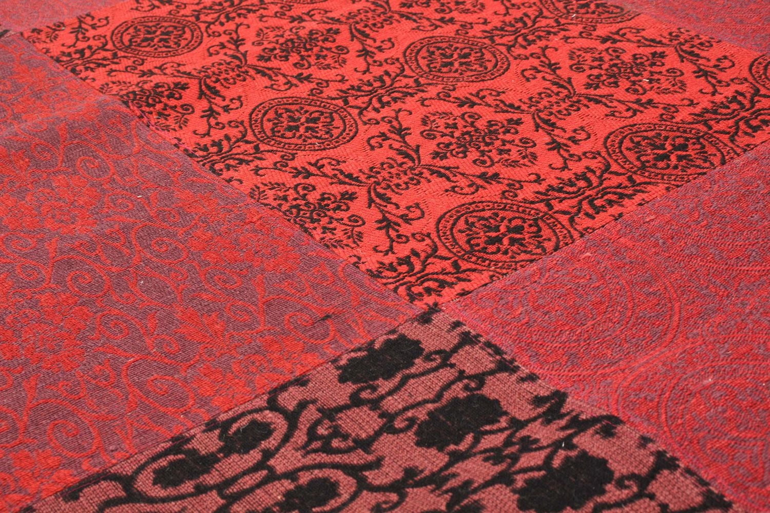 ECARPETGALLERY 6'7" x 9'9" Transitional Collage Handmade Area Rug for Living Room, Dining Room and Bedroom in Red