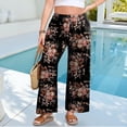 thumbnail image 5 of KLHDSF Women's Pants Elastic Waist Striped Lightweight Palazzo Pants for Women Casual Lounge Wide Leg Pants Pink L, 5 of 7