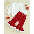 thumbnail image 3 of Diconna Baby Girl 2Pcs Christmas Outfits Long Sleeve Sweatshirt + Velvet Flare Pants Set Toddler Clothes 12-18 Months, 3 of 8