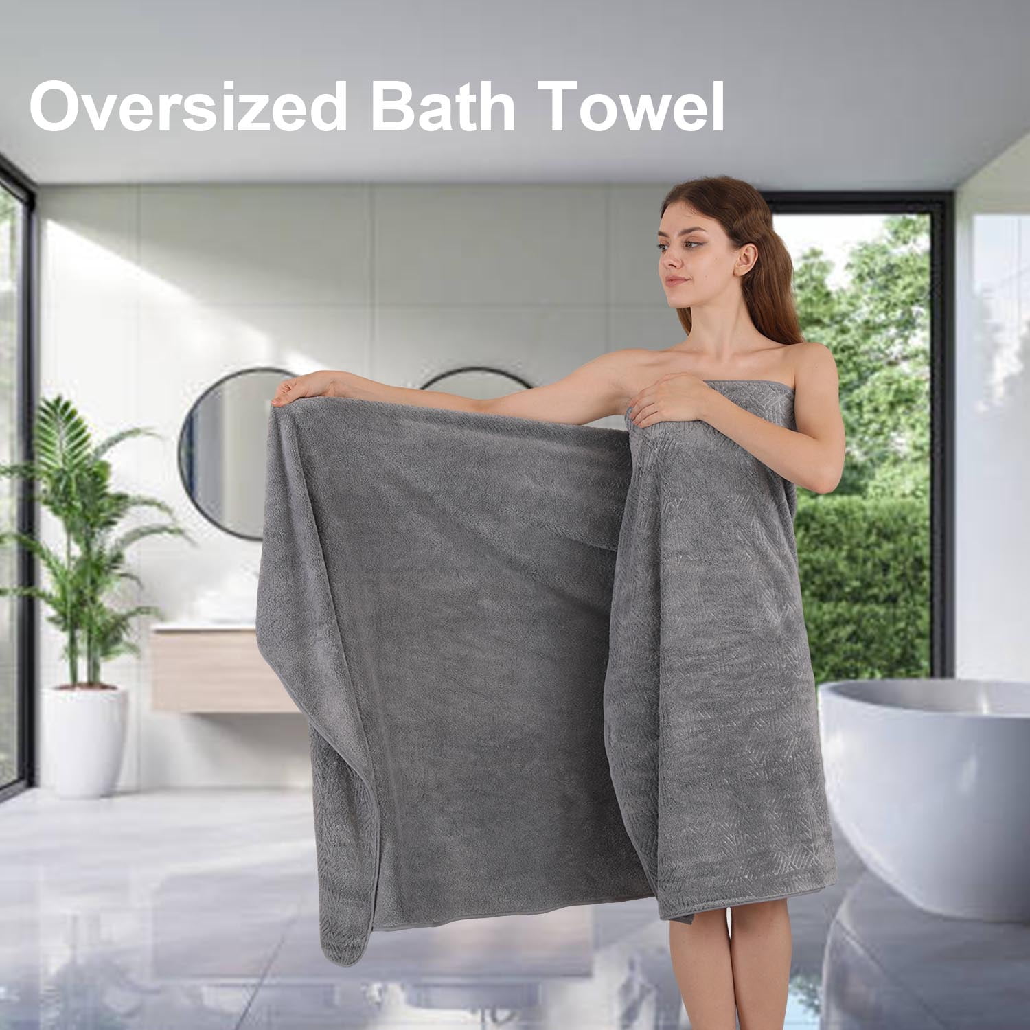 Smuge 8 Piece Oversized Bath Sheet Towels, 2 Large Bath Towels, 2 Hand Towels, 4 Washcloths, 600 GSM Ultra Soft Large Bath Towel Set Cozy Quick Dry Bathroom Towels Hotel Luxurious Towels (Dark Gray)