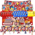 thumbnail image 2 of Vajilla desechable para fiesta de circo digital, increíble pancarta para tarta, bandera, globos de circo digital, decoración de cumpleaños, 2 of 3