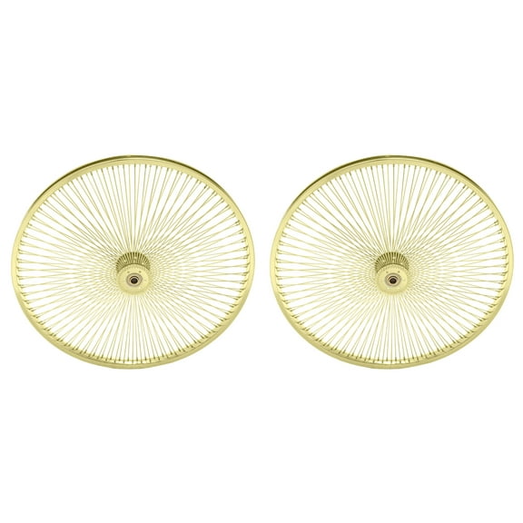 Two 26 Hollow-Hub Steel bike Wheel 144 Spoke 14g UCP Bearing 5/8idx1-3/8od Single Wall Gold.