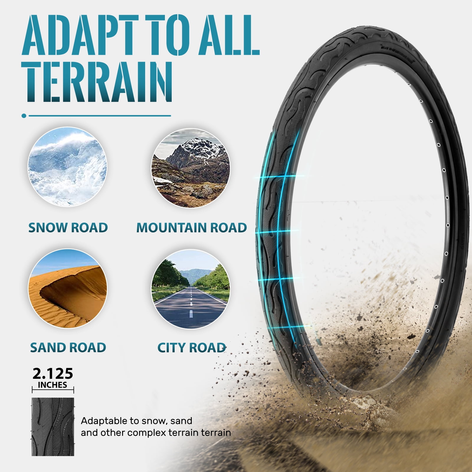 MOHEGIA 26 Inch Bike Tires: 26x2.125 inch (57-559mm) Folding Replacement Puncture-Resistant Beach Cruiser Bicycle Tires for Hybrid Road or Urban City Commuter Bike