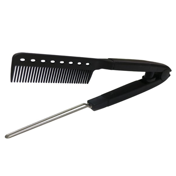 BRIGHTFUFU 1Ud Cepillo Alisador V Shape En Negro Para Estilismo Y Corte