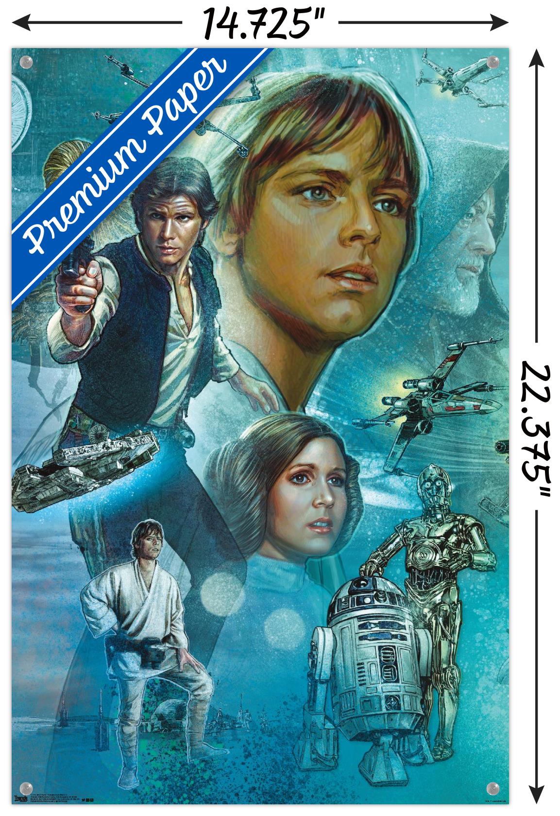 Star Wars: A New Hope - Celebration Mural Wall Poster with Push Pins, 14.725" x 22.375"
