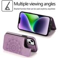 thumbnail image 2 of Design for iPhone 14 Plus Case with Tempered Glass Screen Protector Credit Card Holder Slot, PU Leather Wallet Phone Cases Kickstand Protective Cover for iPhone14plus iP14+ Women 6.7" Purple, 2 of 7