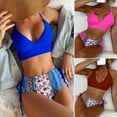 thumbnail image 2 of ENJOYW 2 Pcs/Set Swimwear Set Hollow out Floral Print Slim Fit Cross Strap Summer Bikini for SwimmingPolyester, 2 of 7