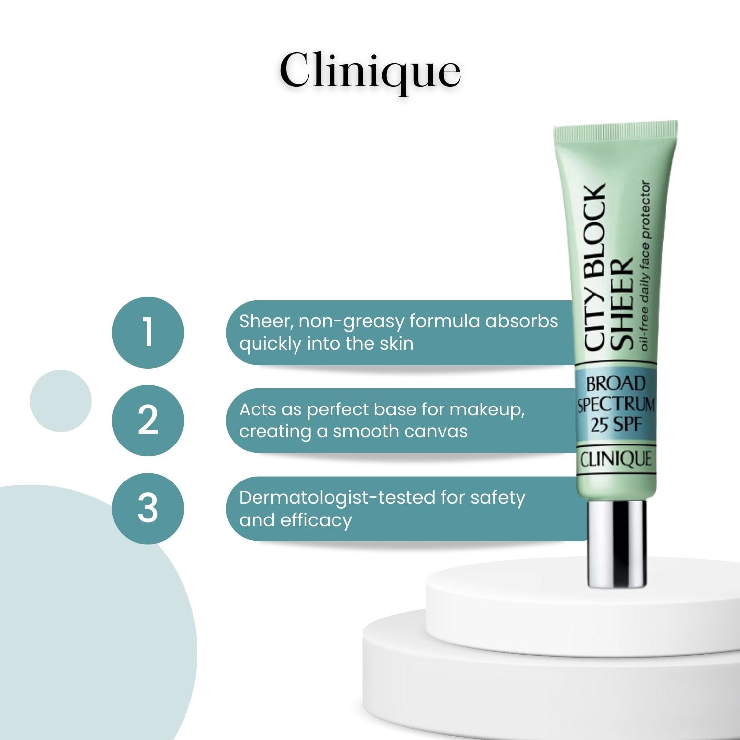 Clinique City Block Sheer SPF 25 Oil Free Daily Face Protector for Dry and Oily Skin, 1.4 oz